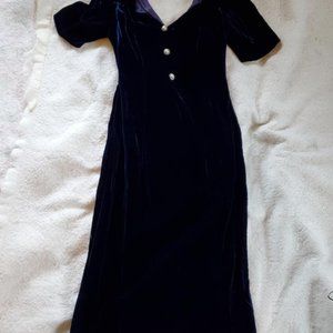 Vtg 1990's Jordan Fashions Velvet Dress, Sz 9/10